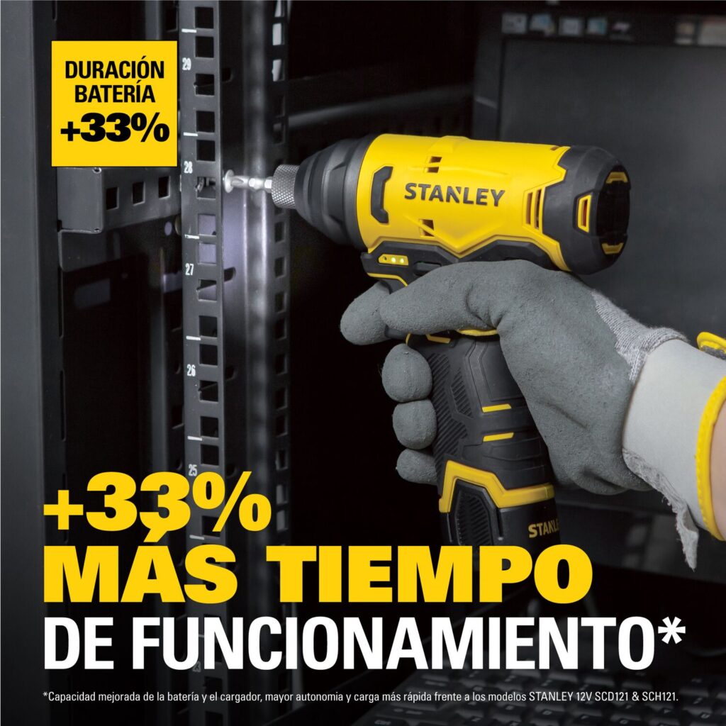 Parafusadeira de impacto 1/4" 12V com 2 Baterias e Carregador Stanley - SCI10D2K